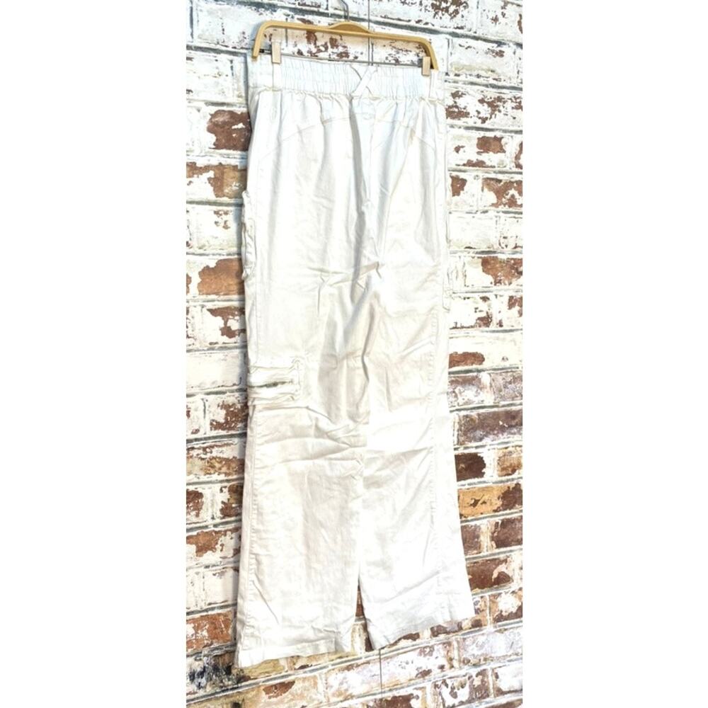 Free People Movement Elevate Wide Leg Cargo Style White Cotton & Lyocell Pants - Picture 11 of 12